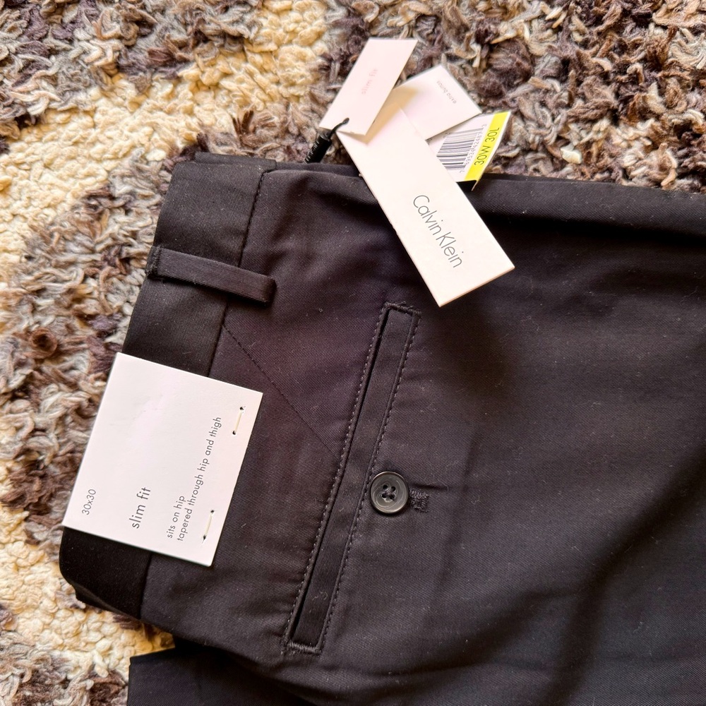 NWT Calvin Klein Black Dress Pants 30x30 Slim Fit